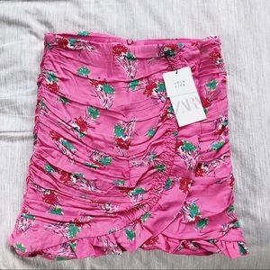 NWT Zara Pink Printed Mini Skirt